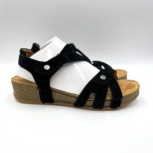 White Mountain Footbeds Womens Fair Black Suede Leather Comfort Sandals Shoes 8M